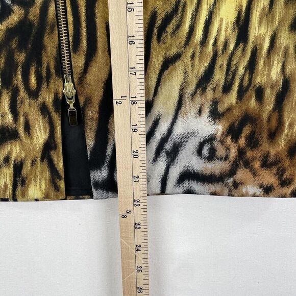 Vtg Cartise Skirt Womens 8 Brown Black Leopard Pencil Skirt Scuba Gold Zipper - Picture 16 of 16